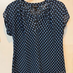 Roz & Ali Black and Blue Polka Dot Blouse